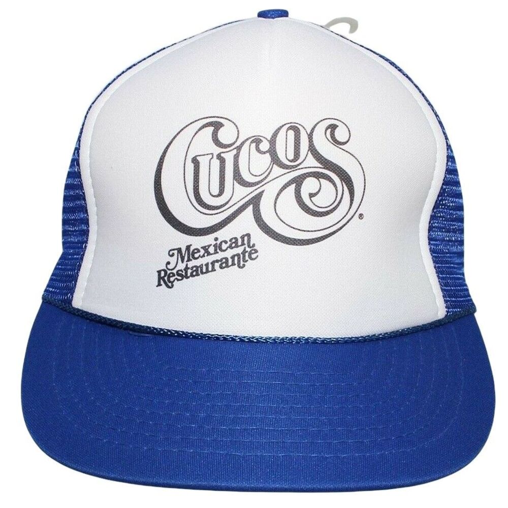 Vintage Cucos Mexican Restaurante Alabama Mesh Back Trucker Hat Blue White